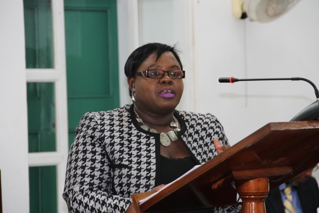 Junior Minister in the Ministry of Social Development Hon. Hazel Brandy-Williams at a siting to the Nevis Island Assembly on December 01, 2016